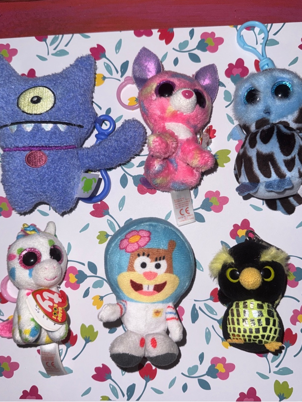 Ty Plush Keychain Lot Unicorn Owl Dog Penguin Bag Charms Dangling Plush Pet Toys